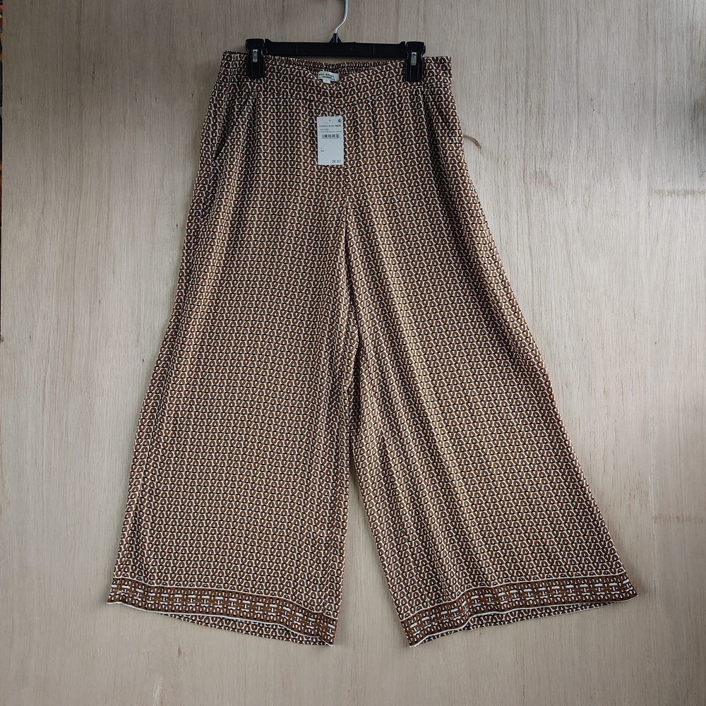 Max Studio Brown and Black Patterned Pants Size L NWT